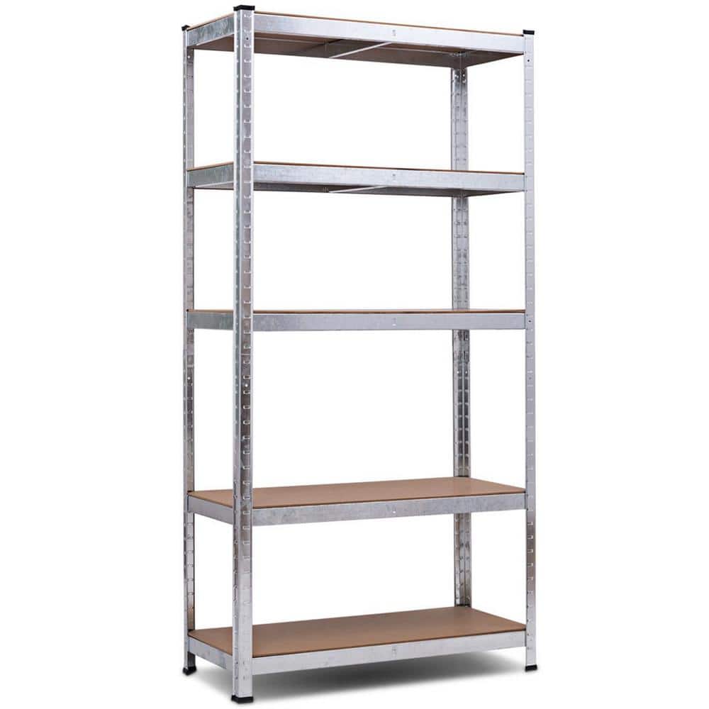 Silver Steel Heavy Duty 5-Tier Galvanizing Garage Storage Shelving Unit 16 in. W x 72 in. H x 36 in. D - Hercitys