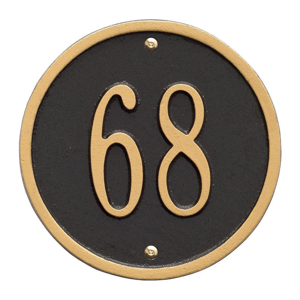Round Petite Black/Gold Wall 1-Line Address Plaque - Hercitys