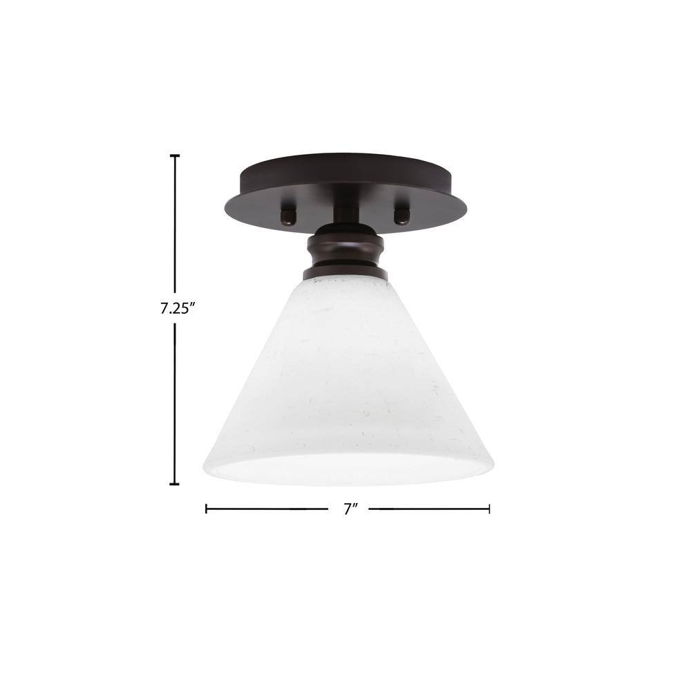 Albany 1-Light 7 in. Espresso Semi-Flush with White Muslin Glass Shade - Hercitys