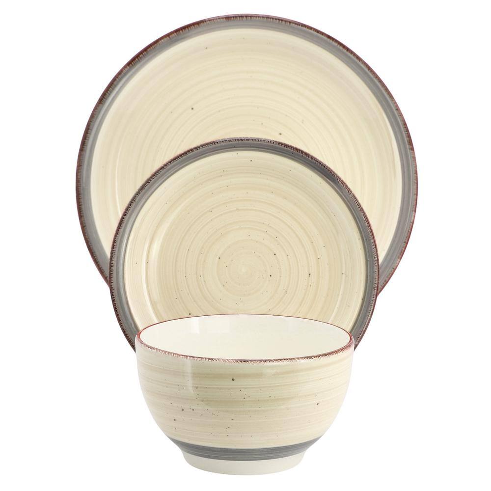 Holcomb 12-Piece Ceramic Dinnerware Set in Beige - Hercitys