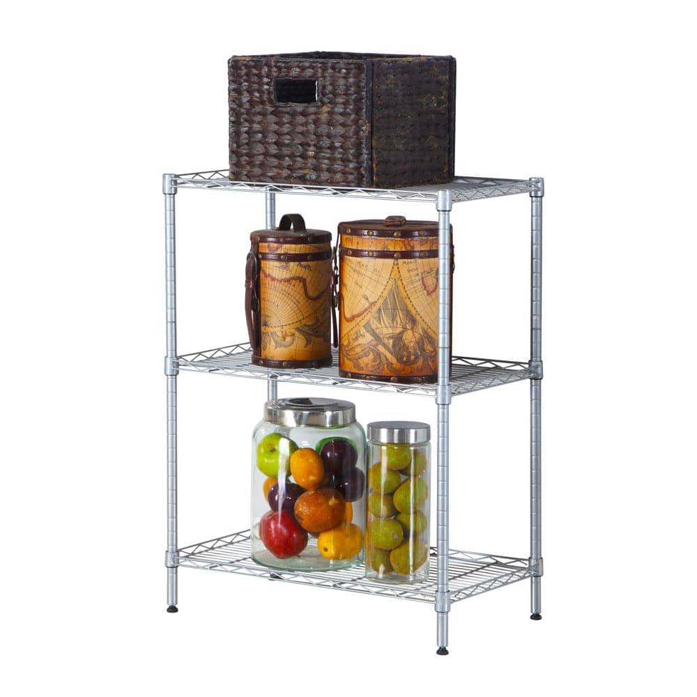 Silver 3-Tier Heavy Duty Steel Freestanding Garage Storage Shelving Unit (13.39 in. W x 31.5 in. H x 23.23 in. D) - Hercitys