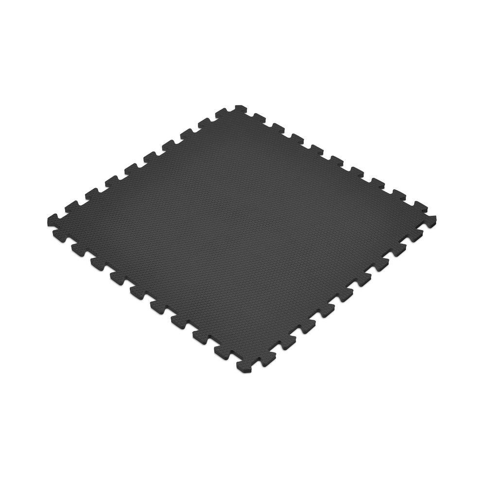 Black 24 in. x 24 in. EVA Foam Non-Toxic Solid Color Interlocking Tiles (144 sq. ft. – 36 tiles) - Hercitys