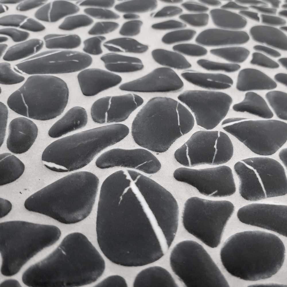 Black Marquina Pebble 12 in. x 12in. Recycled Glass Marble Look Floor and Wall Mosaic Tile (10.0 sq. ft./Case) - Hercitys