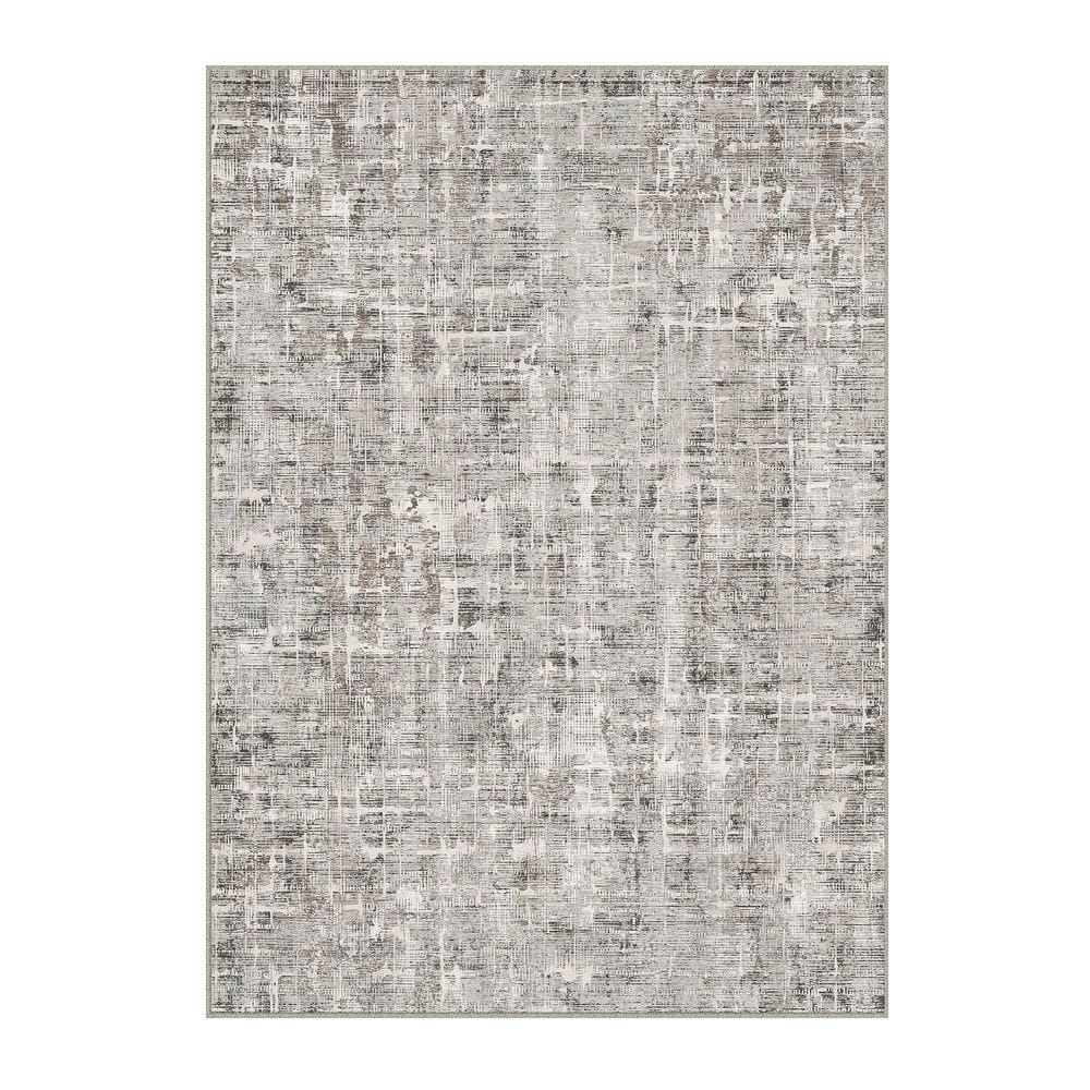 Clouds 9 ft. x 12 ft. Gray Washable Modern Abstract Area Rug - Hercitys