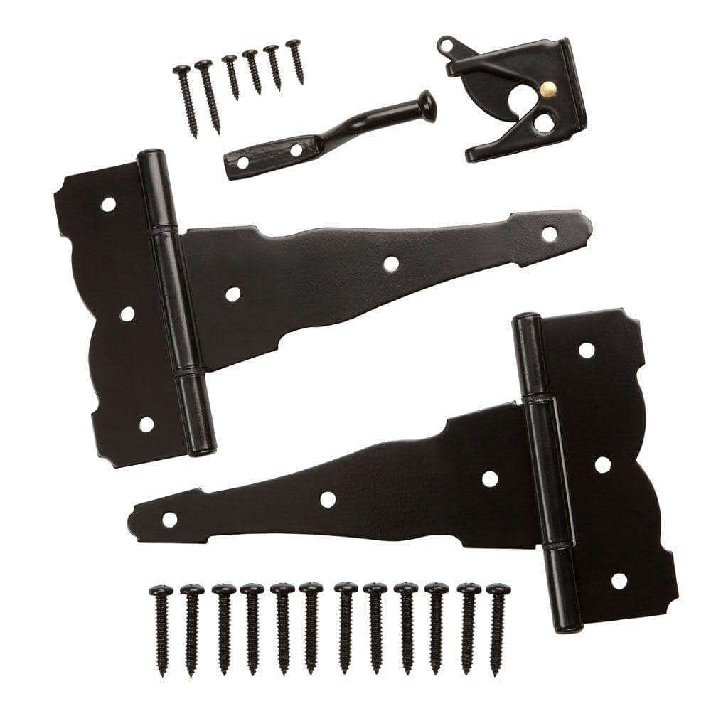 Black Decorative Gate Hinge and Latch Set - Hercitys