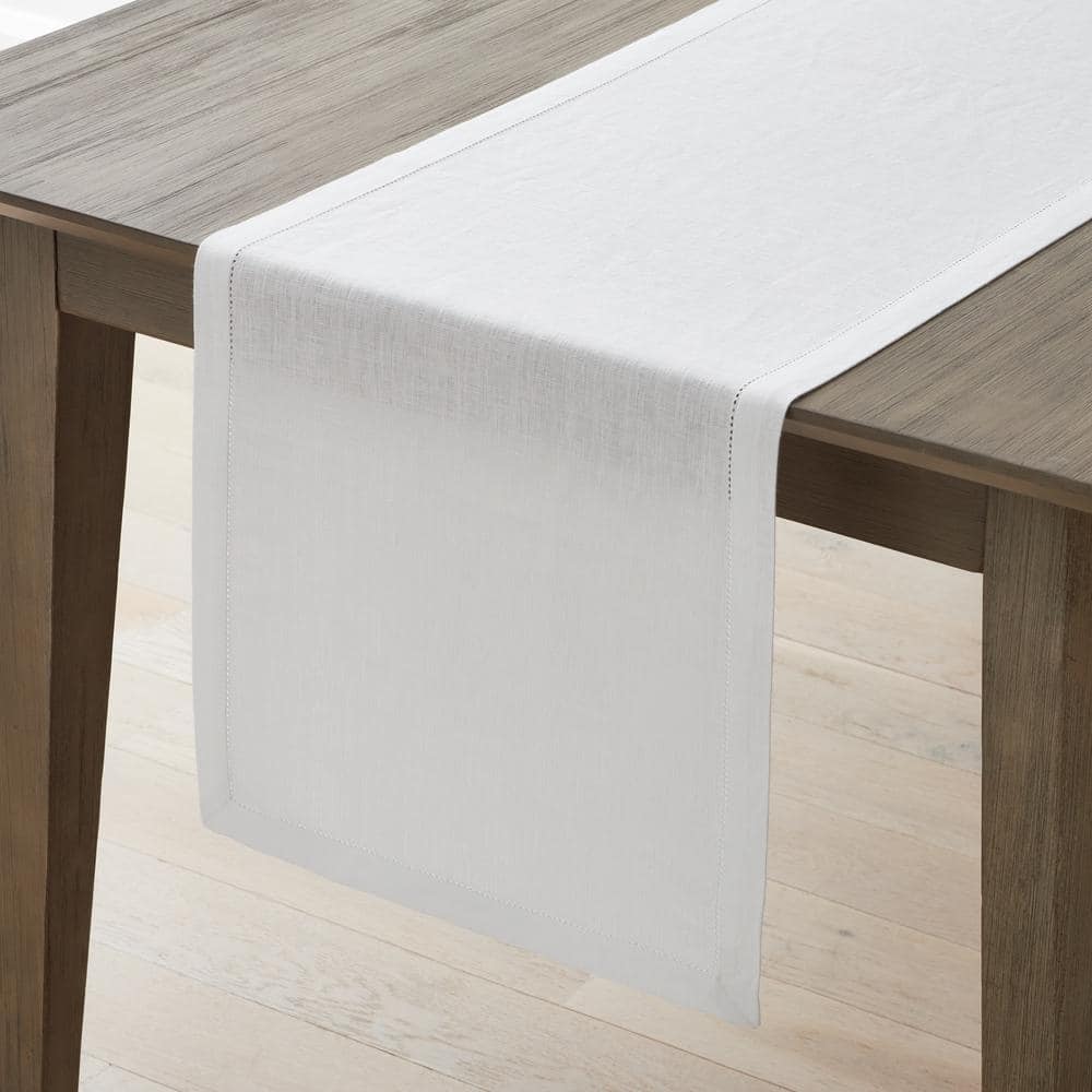 Linen 16 in. x 90 in. White Solid Cotton Table Runner - Hercitys