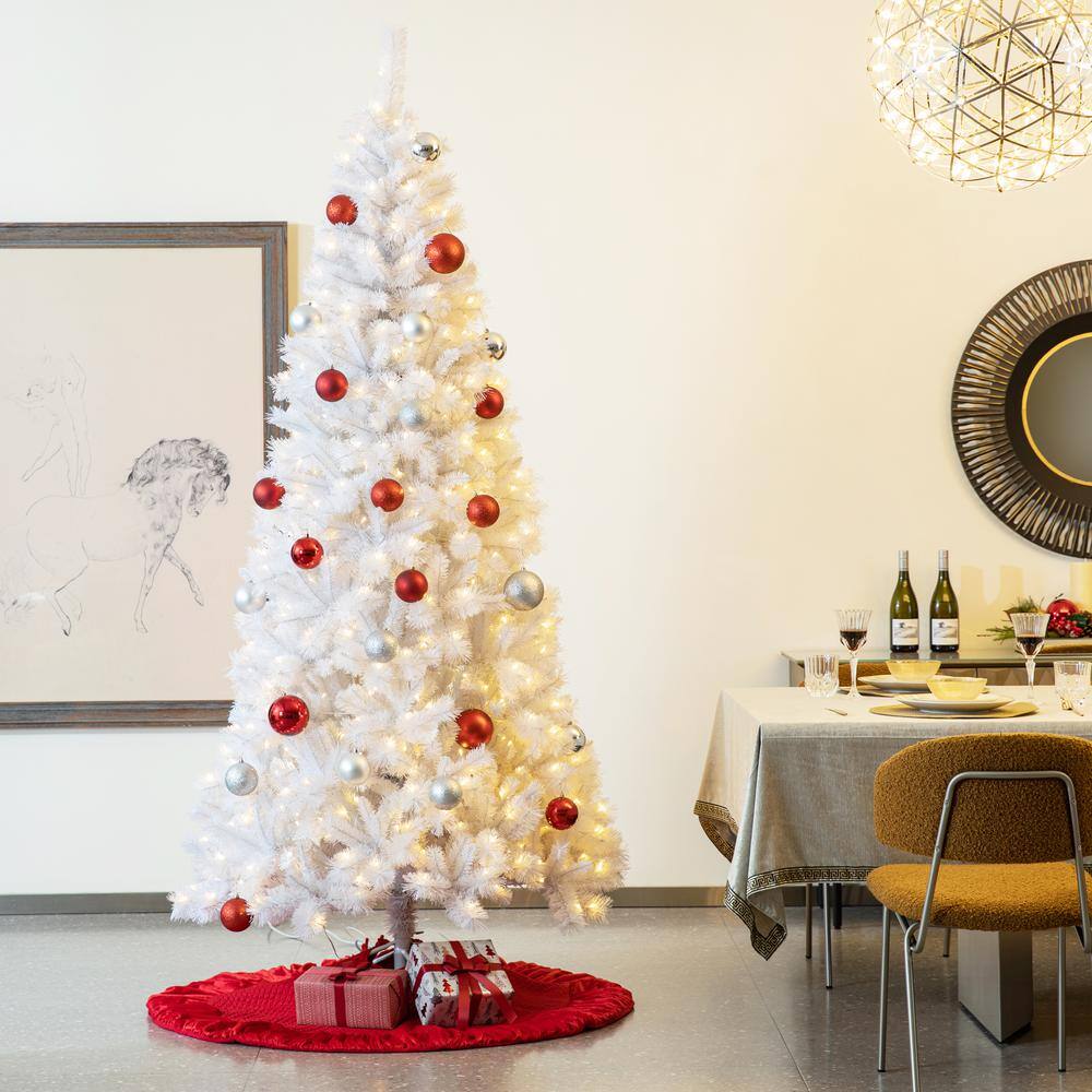 72 in. D Oversized Deluxe Red Velvet Ruffled Christmas Tree Skirt - Hercitys