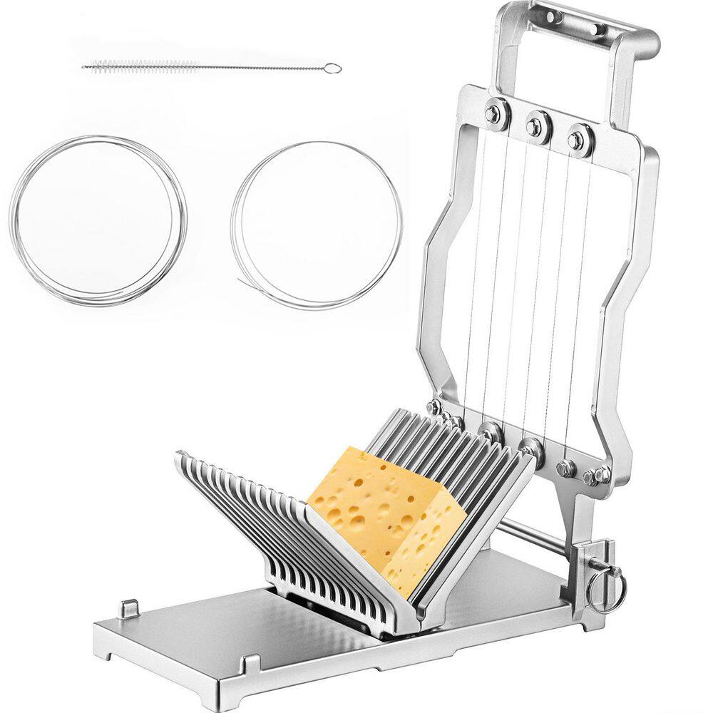 Stainless Steel Cheese Cutter with Wire, Cheese Slicer with 0.39 in. and 0.78 in. Cheeser Butter Cutting Blade - Hercitys