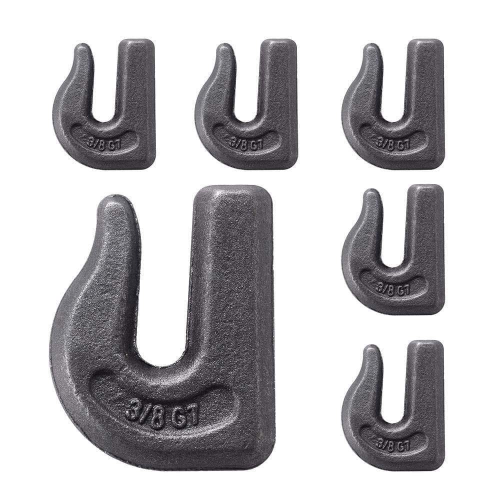 Weld-on Grab Chain Hooks 3/8 in. 15,000 lbs, Heavy Duty Tow Hook G70 Forged Steel 6 Packs Tractor Hook Trailer Kit - Hercitys