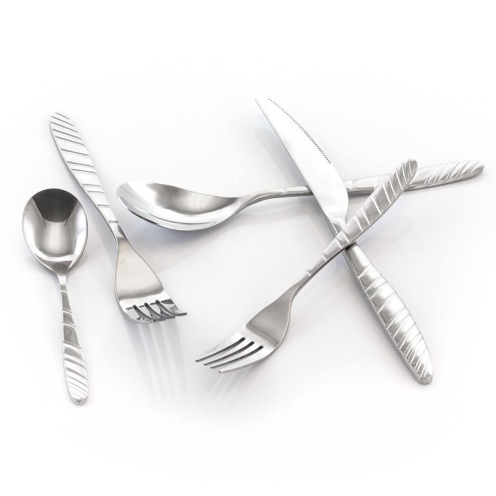 La Vague 20-Piece Silver Stainless Steel Flatware Set (Service for 4) - Hercitys