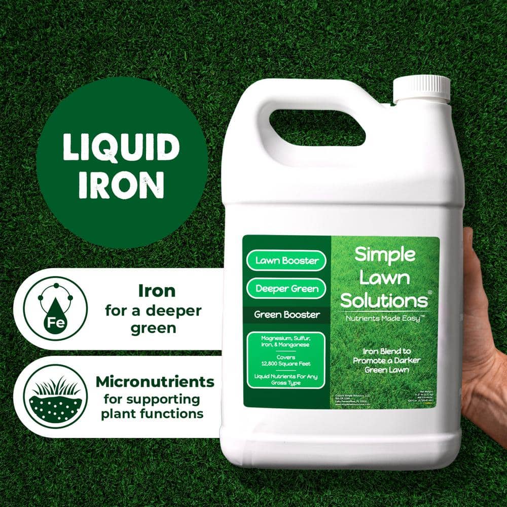 Lawn Booster 128 oz. Liquid Lawn Fertilizer Green Booster Iron 12,800 sq. ft. - Hercitys