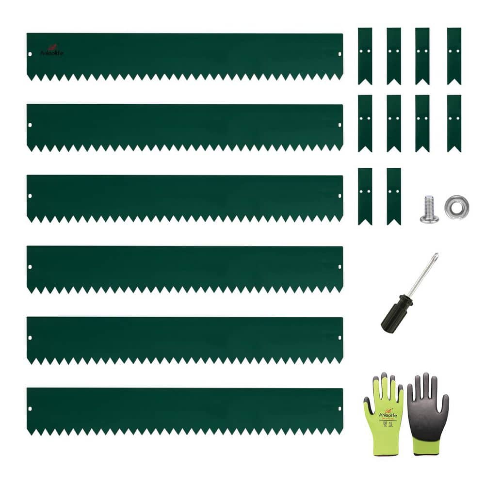 6-Pack 40 x 0.04 x 6 in. Galvanized Steel Garden Landscape Edging with 10 Stakes, Green - Hercitys
