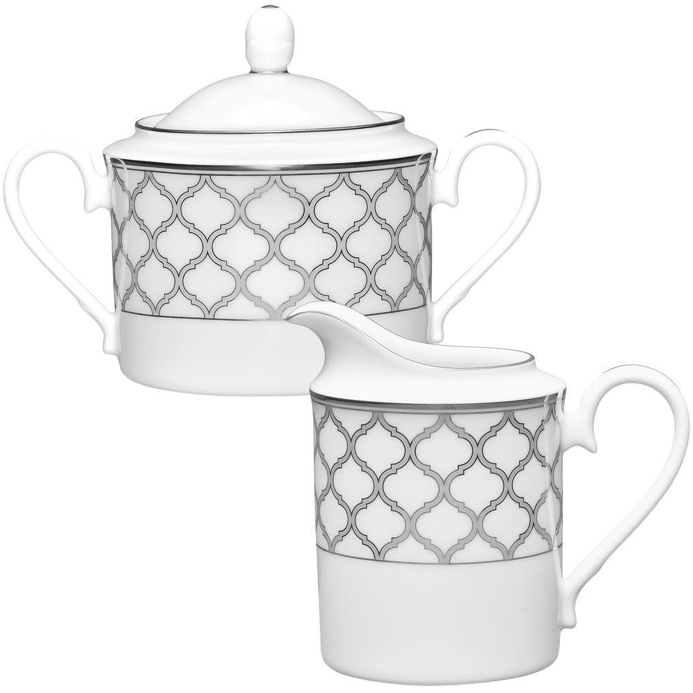 Eternal Palace (Platinum) Porcelain Sugar and Creamer Set - Hercitys