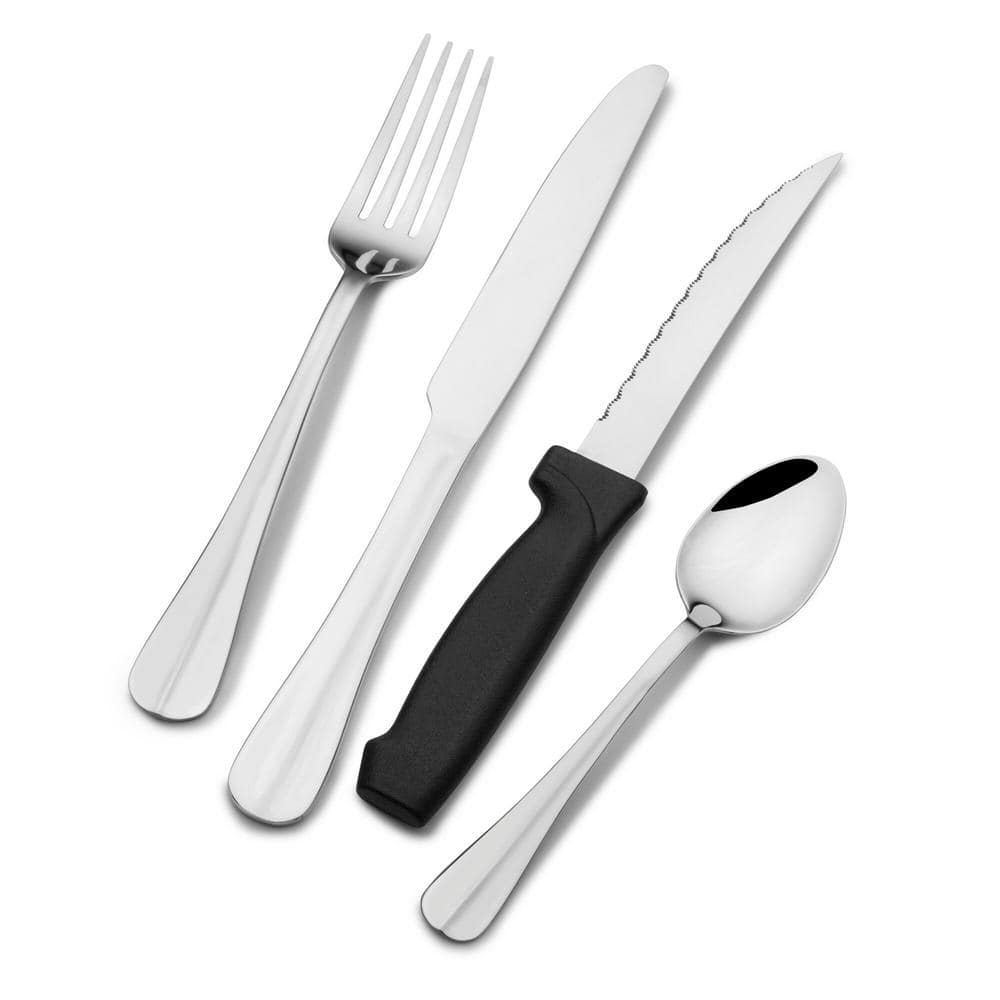 Simplicity 16-pc Flatware set w/Steak Knives, Service for 4, Stainless Steel - Hercitys