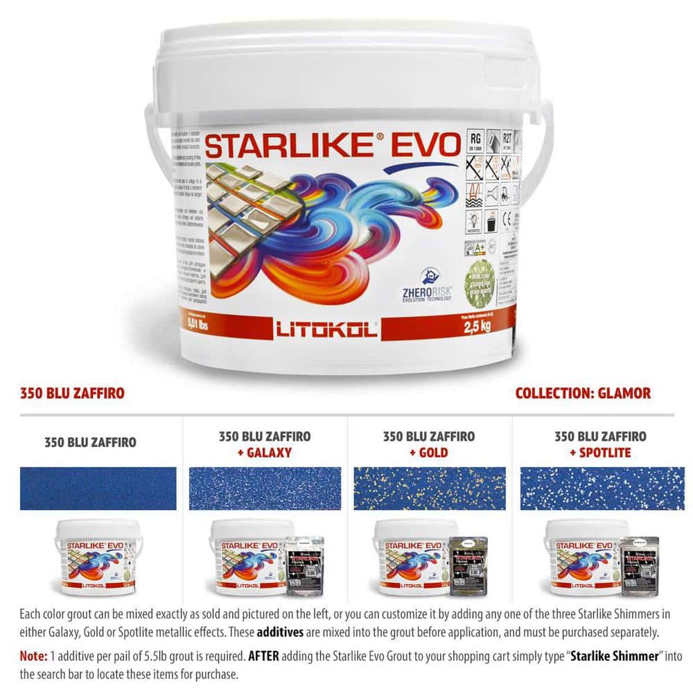 Glamour Collection 350 Blu Zaffiro Starlike EVO Epoxy Grout - Hercitys