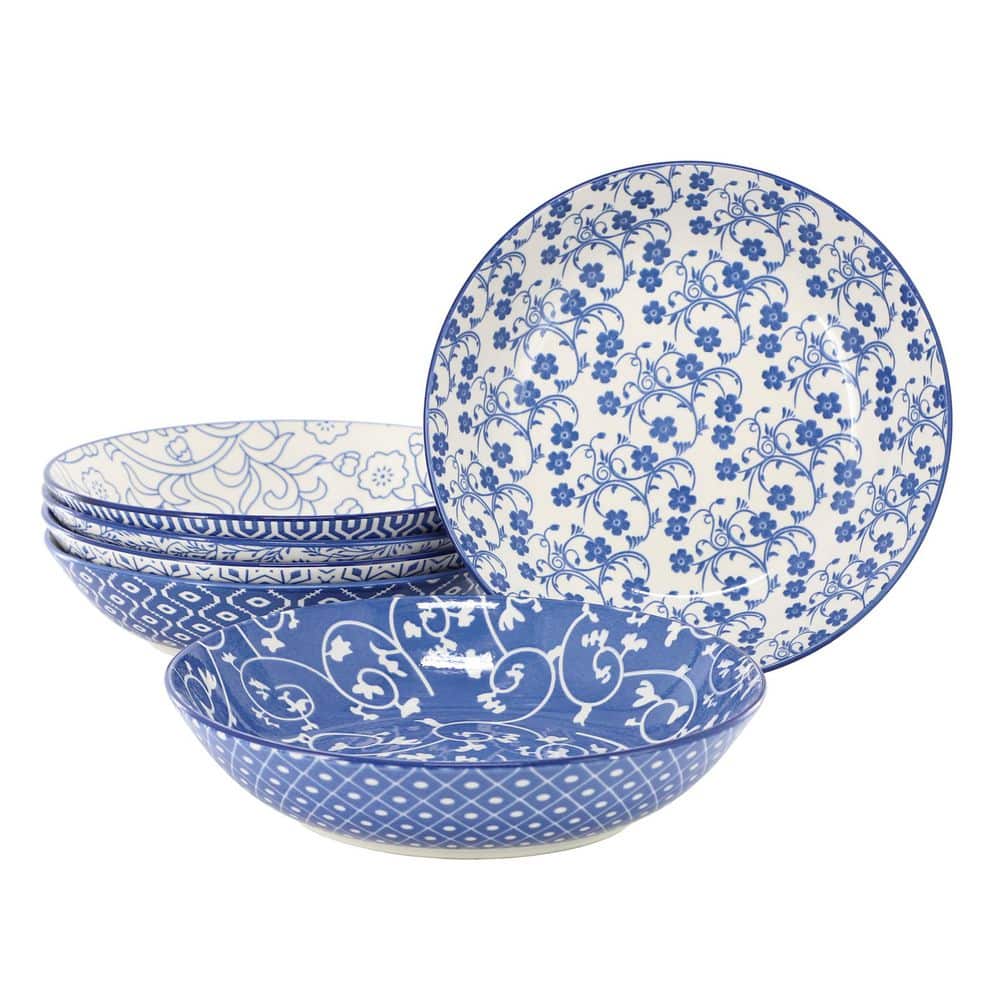 Sophia 6 Piece Assorted Stoneware Bowl Set in Blue - Hercitys
