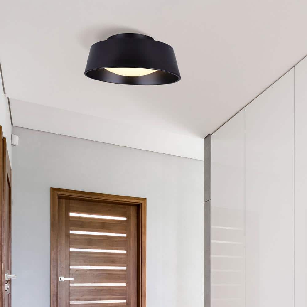 Jamison 13.75 in. 1-Light Matte Black LED Flush Mount - Hercitys