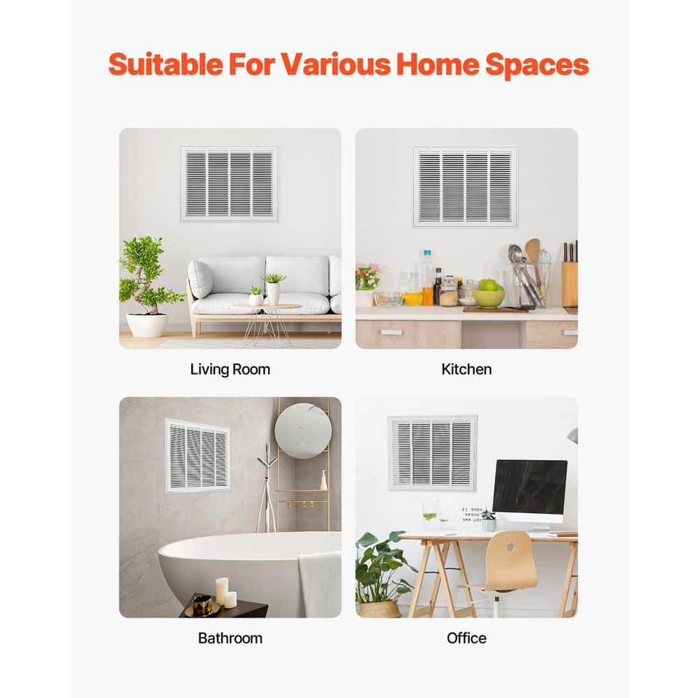 Return Air Filter Grille, Fits 24 W x 18 in. H Duct Opening, Filter Not Included, Return Air Vent Cover for Wall - Hercitys