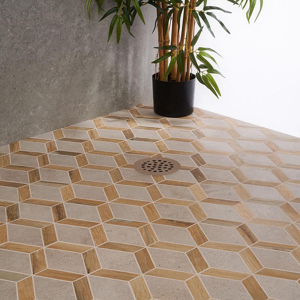 Everlasting Diamond Birch 9.44 in. x 11.81 in. Matte Wood Look Porcelain Mosaic Tile (0.76 sq. ft./Each) - Hercitys