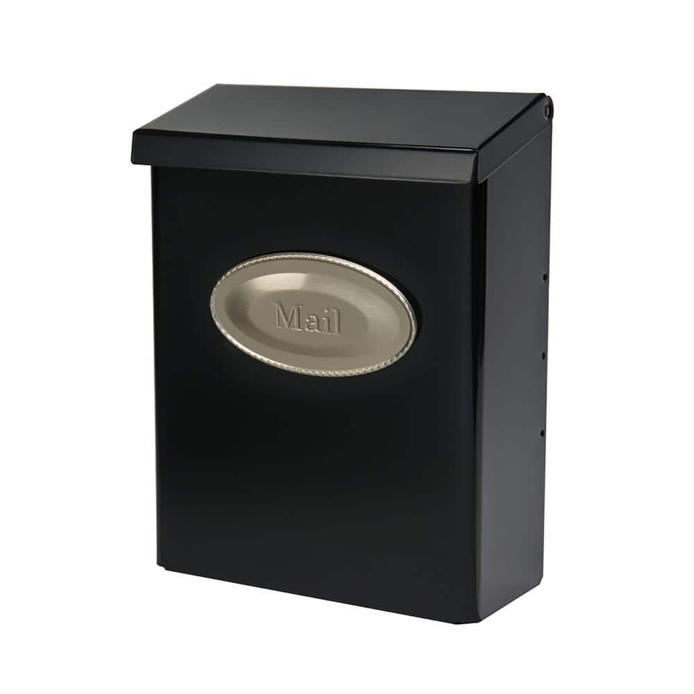 Designer Black with Satin Nickel, Medium, Steel, Locking, Wall Mount Mailbox - Hercitys