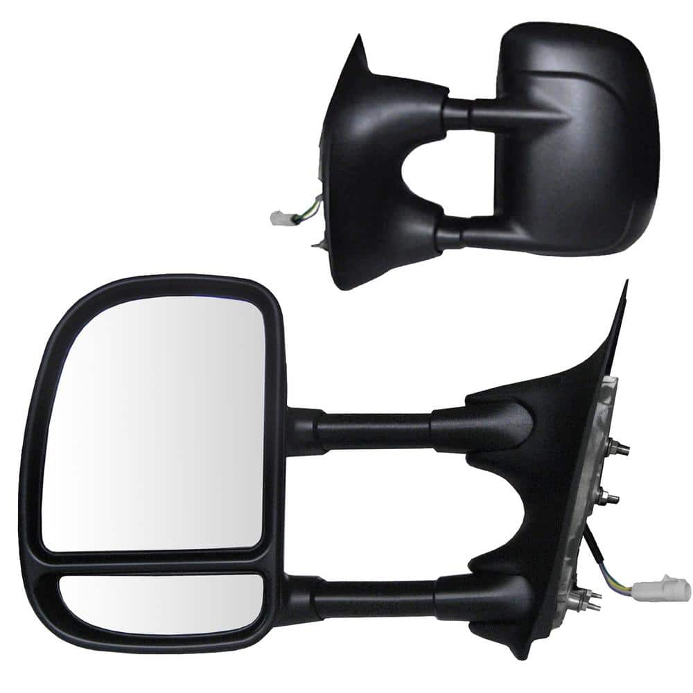 Towing Mirror for 99-00 Ford F250/F350/F450/F550 Super-Duty Pick-Up Extending Textured Black Folding Pair Power - Hercitys