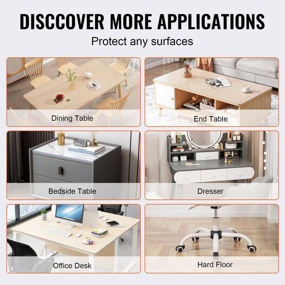 Clear Table Cover Protector, 12 in. x 24 in. /306 x 614 mm Table Cover, 1.5 mm Thick PVC Plastic Tablecloth, Waterproof - Hercitys