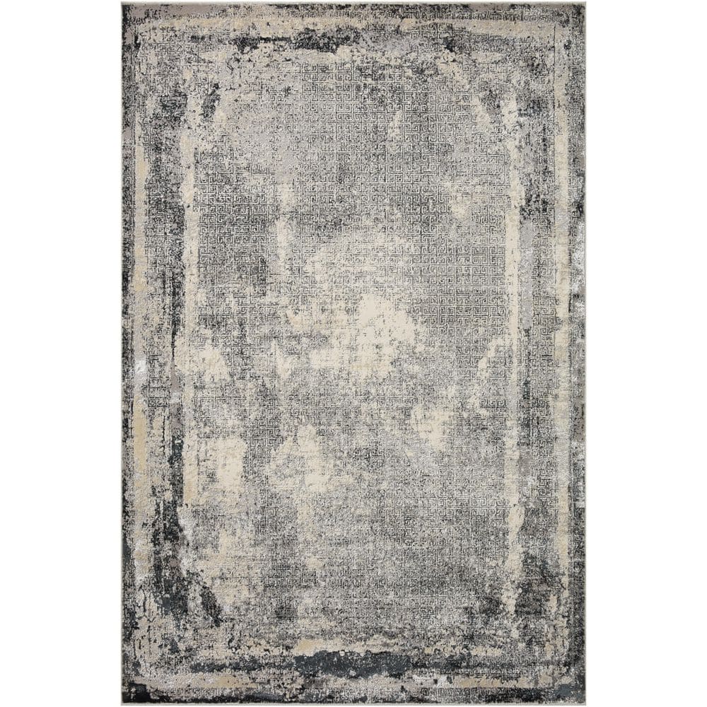 Warner Grey/Charcoal 5 Ft. 2 In. x 7 Ft. 7 In. Distressed Distressed Abstract Area Rug - Hercitys