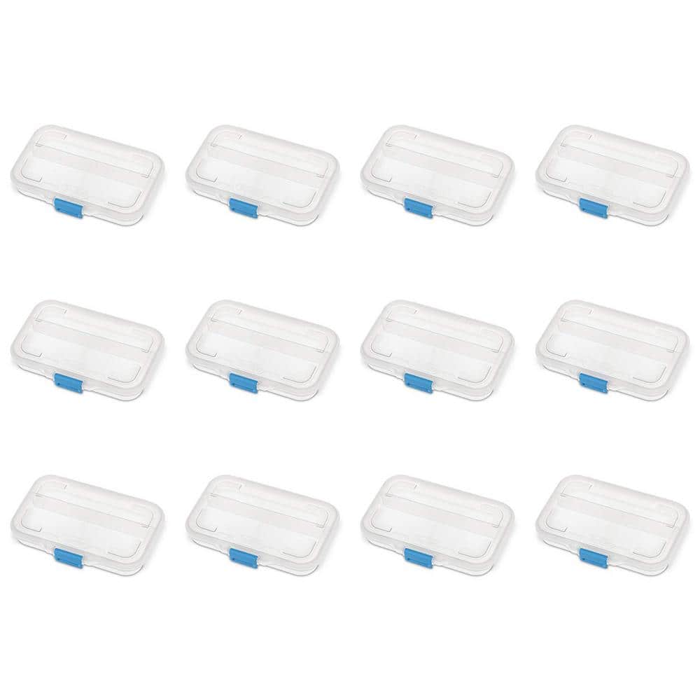 Convenient Small Divided 0.3 Qt. Clear Storage Box with Colored Latch (12-Pack) - Hercitys