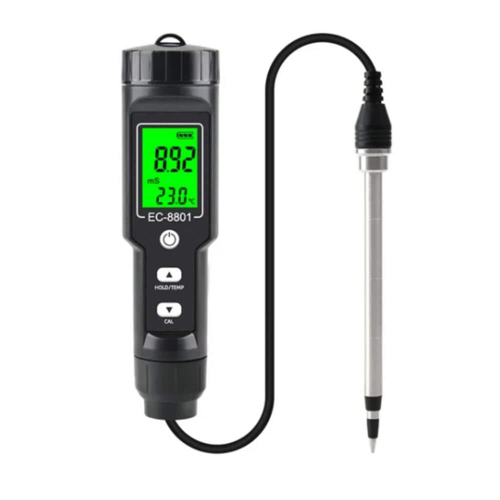 EC-8801BB Digital Waterproof Soil Tester, Conductivity Meter, Sensor, Earth Analyzer Temp, 0 or 10.00 m/s - Hercitys