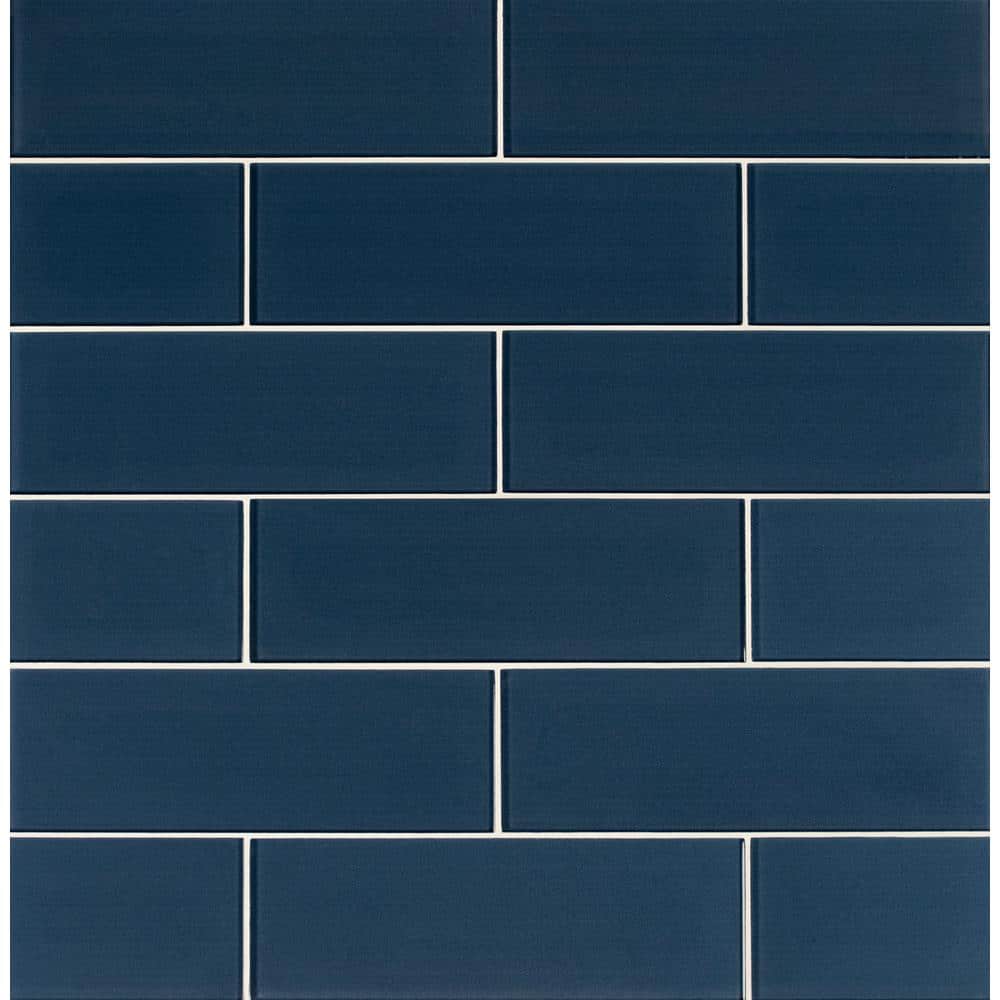 Midnight Dark Blue 4 in. x 12 in. Glass Subway Wall Tile (4.95 sq. ft./Case) - Hercitys