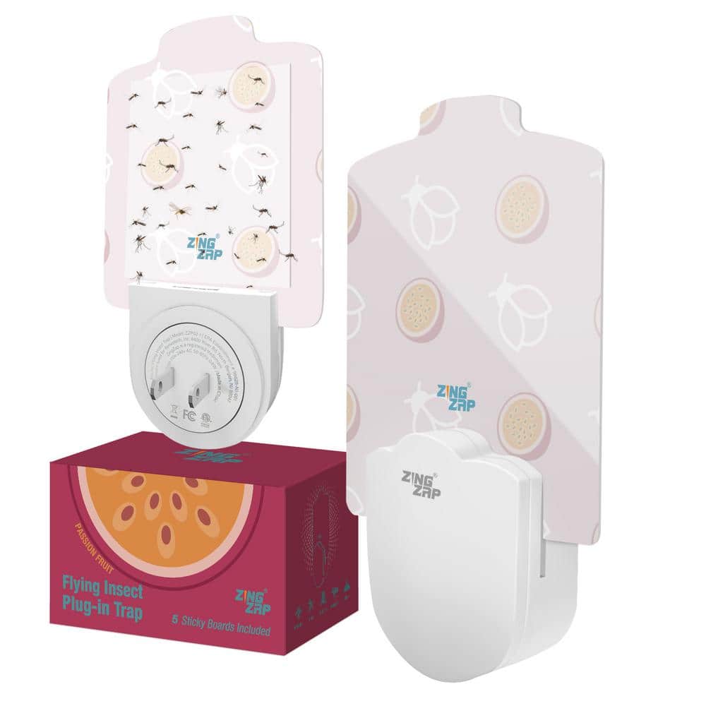 Flying Insect Trap for House Flies, Moths, Light-Loving Insects, Plug in Station Plus 5-Trap Boards, Passion Fruit Scent - Hercitys