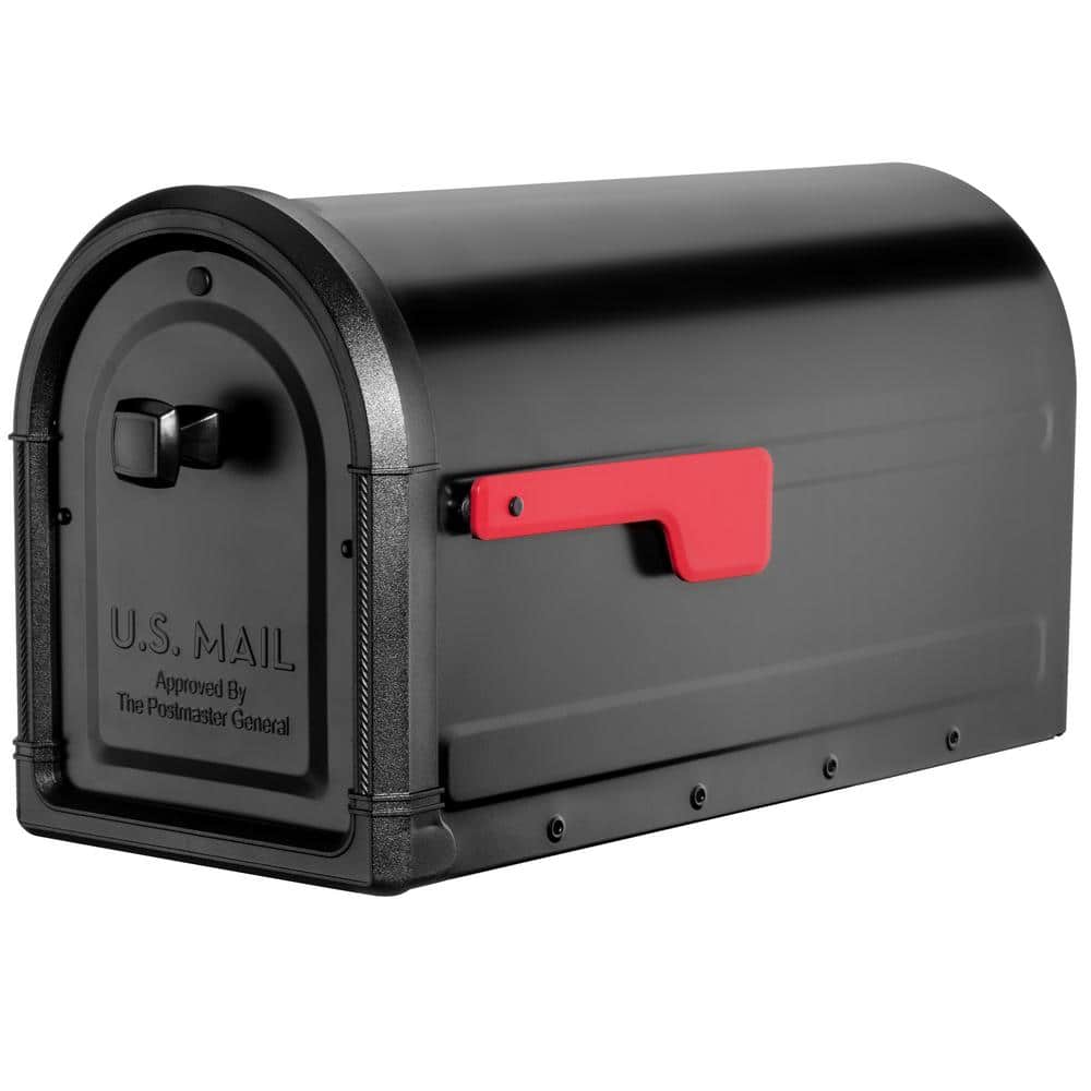 Roxbury Black, Large, Steel, Post Mount Mailbox with Premium Cast Aluminum Knob - Hercitys