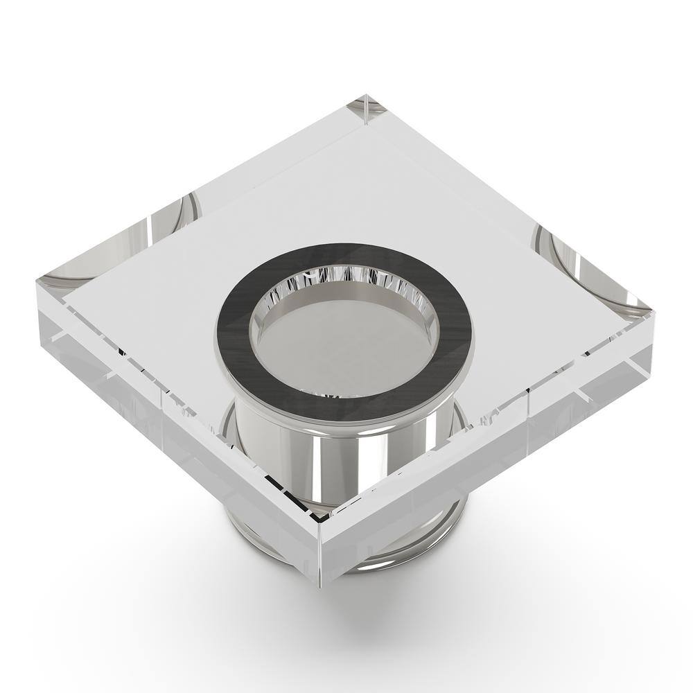 Crystal Palace Collection 1-3/8 in. Square Crysacrylic with Polished Nickel Finish Glam Zinc Cabinet Knob (10 Pack) - Hercitys