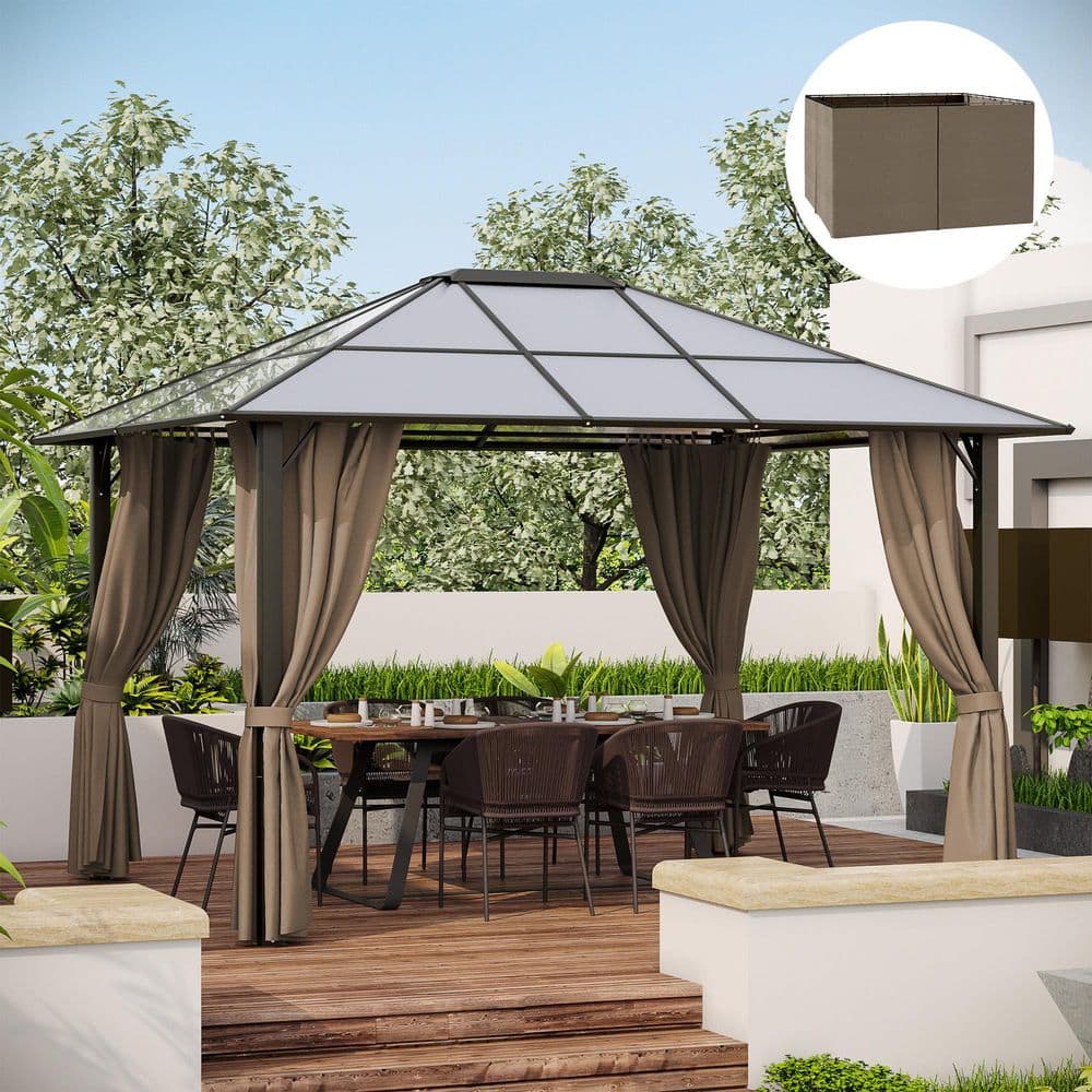Outsunny 10 ft. x 12 ft. Universal Gazebo Sidewall Set with Panels, Hooks and C-Rings Included for Pergolas and Cabanas. - Hercitys