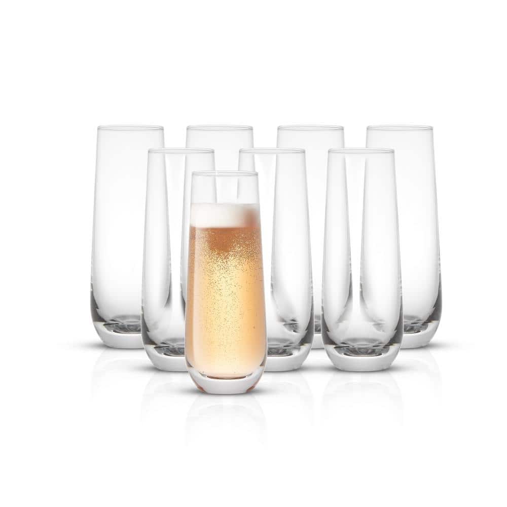 Milo 9.4 oz. Clear Crystal Stemless Champagne Flute Glass (Set of 8) - Hercitys