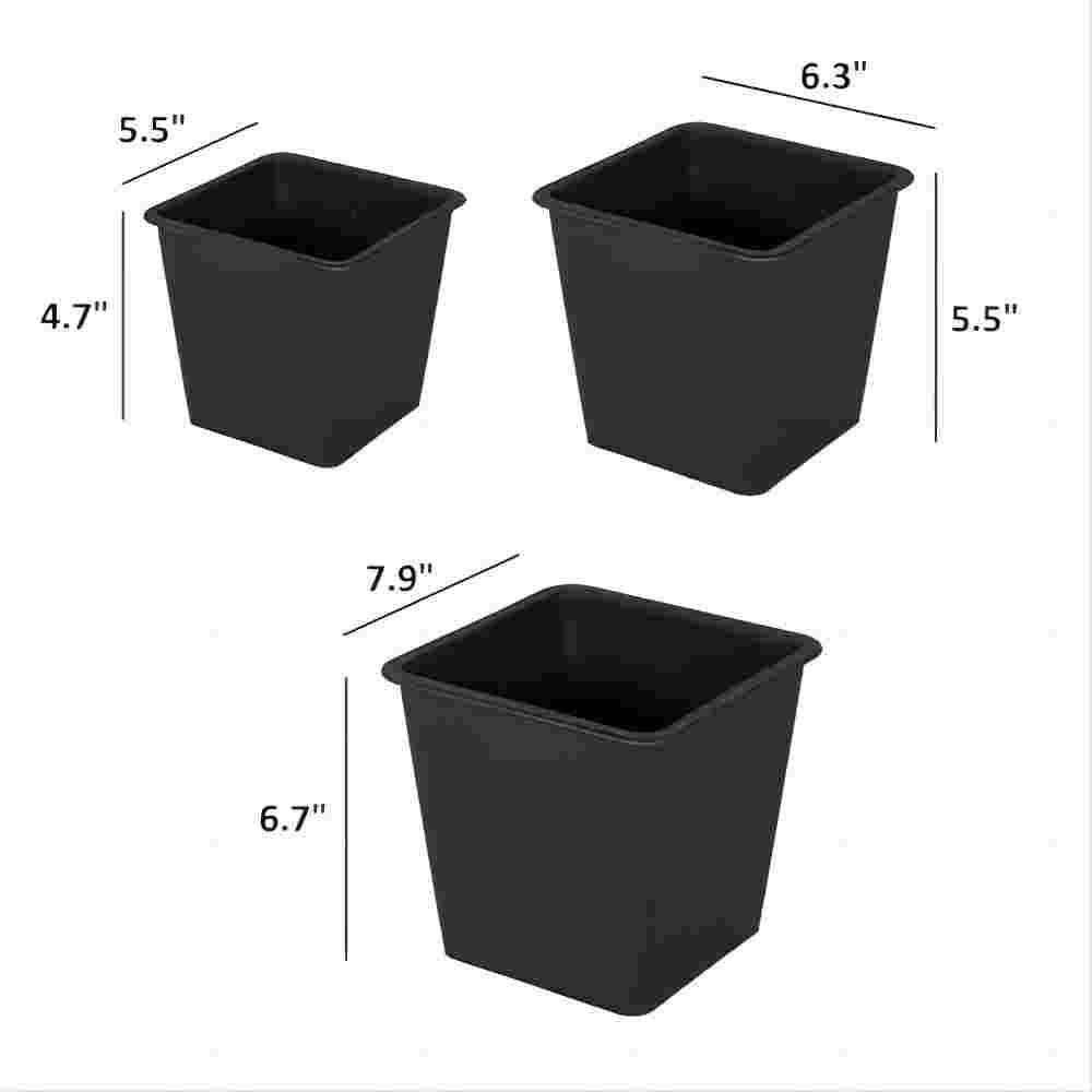 7.9 in. L x 7.9 in. W x 6.7 in. H Square Garden Plastic Nursery Plant Pot with Drainage (5-Pack). - Hercitys