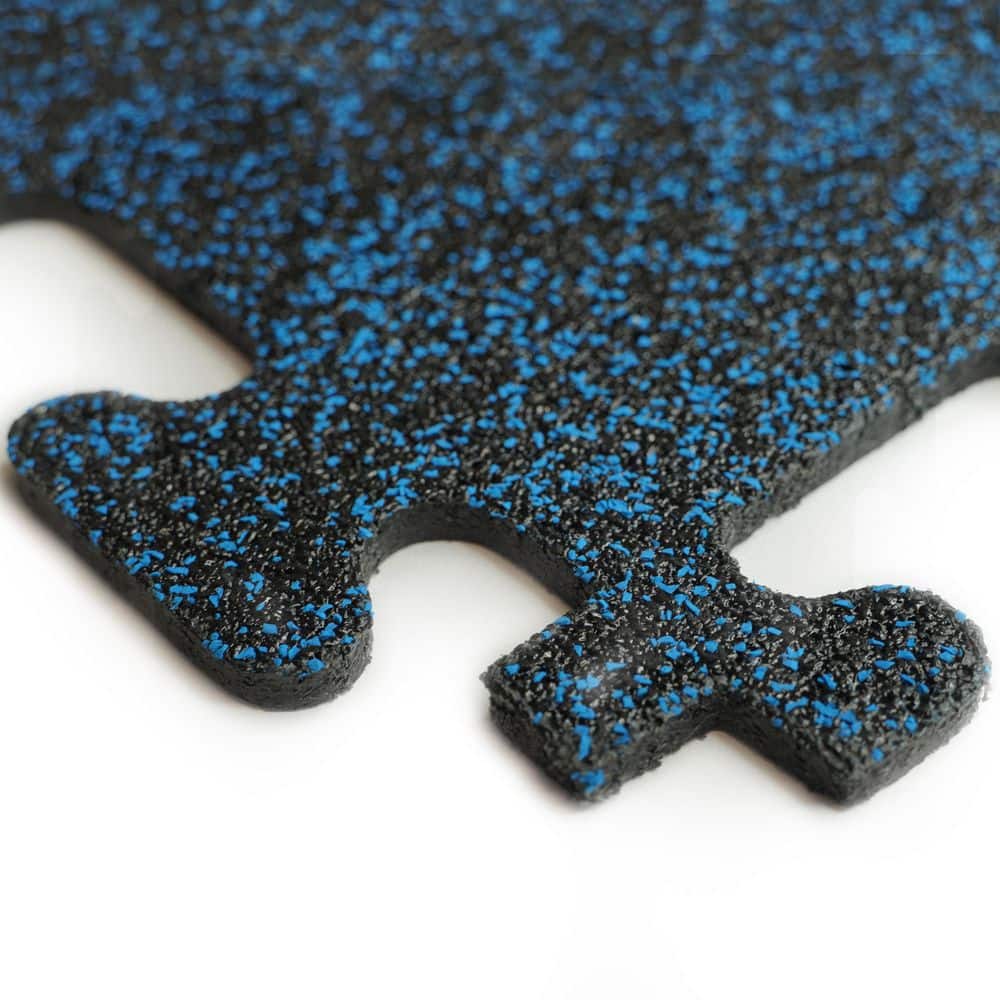 Rubber Gym Tiles with Blue Colored Flake 18 .in x 18 .in 8 mm Thick Interlocking Tile (6 Tiles/Case) (13.5 sq ft) - Hercitys