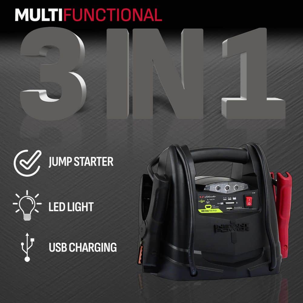 Automotive Lithium Portable Power Station and 12 Volt 1000 Peak Amp Jump Starter with LED Light - Hercitys