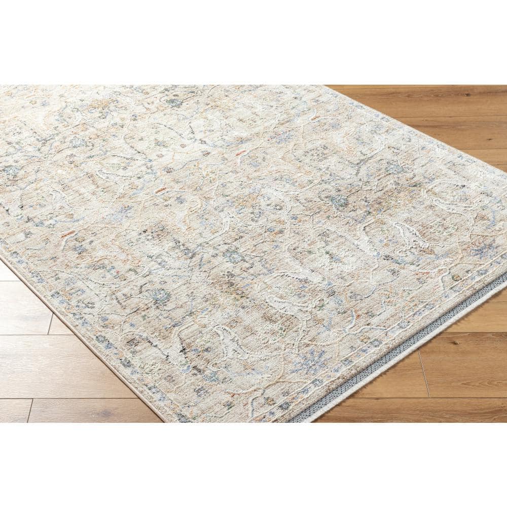 Rivaldo Cream/Light Brown Oriental 5 ft. x 7 ft. Indoor Area Rug - Hercitys