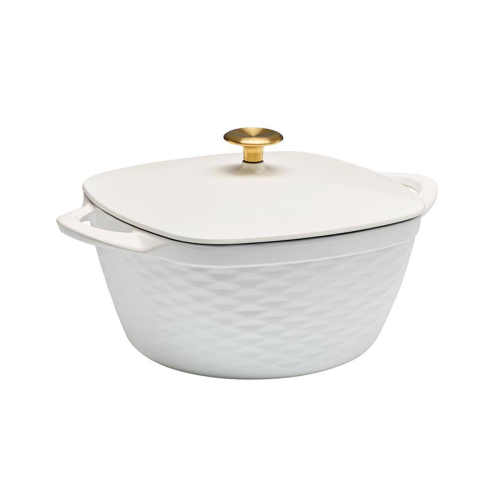Prisma 7 qt. Enameled Cast Iron Covered Square Dutch Oven – Matte White - Hercitys