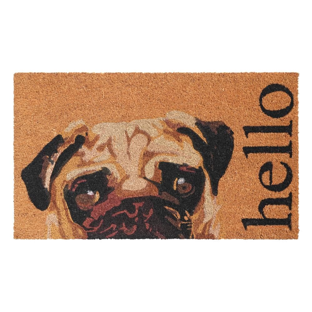 Fawn Pug Multi-Colored 17 in. x 29 in. Indoor or Outdoor Doormat - Hercitys