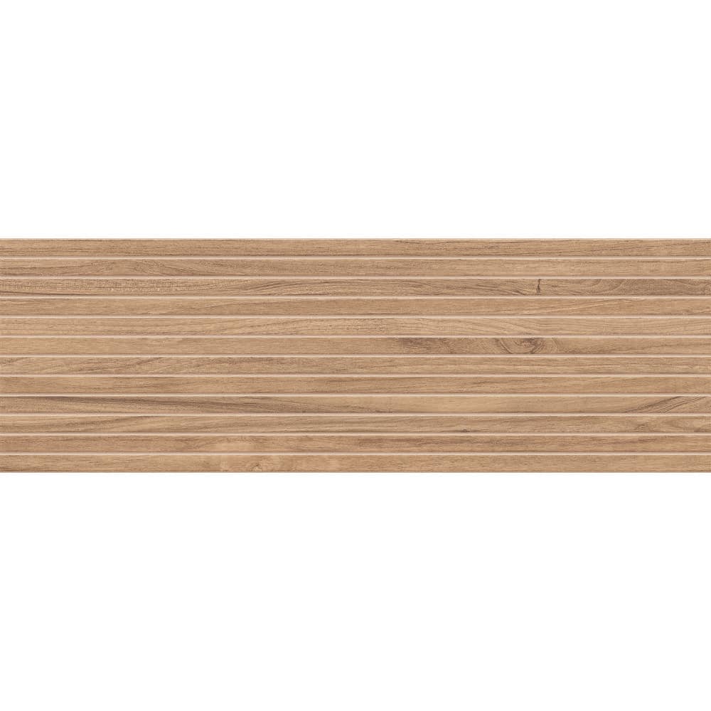 Flume Ambrosia Brown 13-in. x 39-in. Subway Linear Wood-Look Matte Ceramic Wall Tile (14.31 sq. ft. / Case) - Hercitys