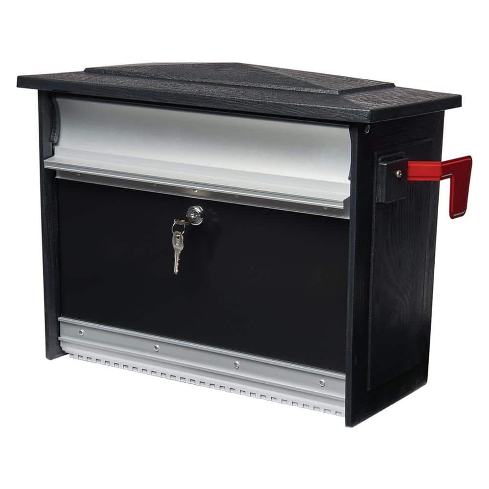 Mailsafe Black, Medium, Aluminum and Plastic, Locking, Wall Mount Mailbox - Hercitys
