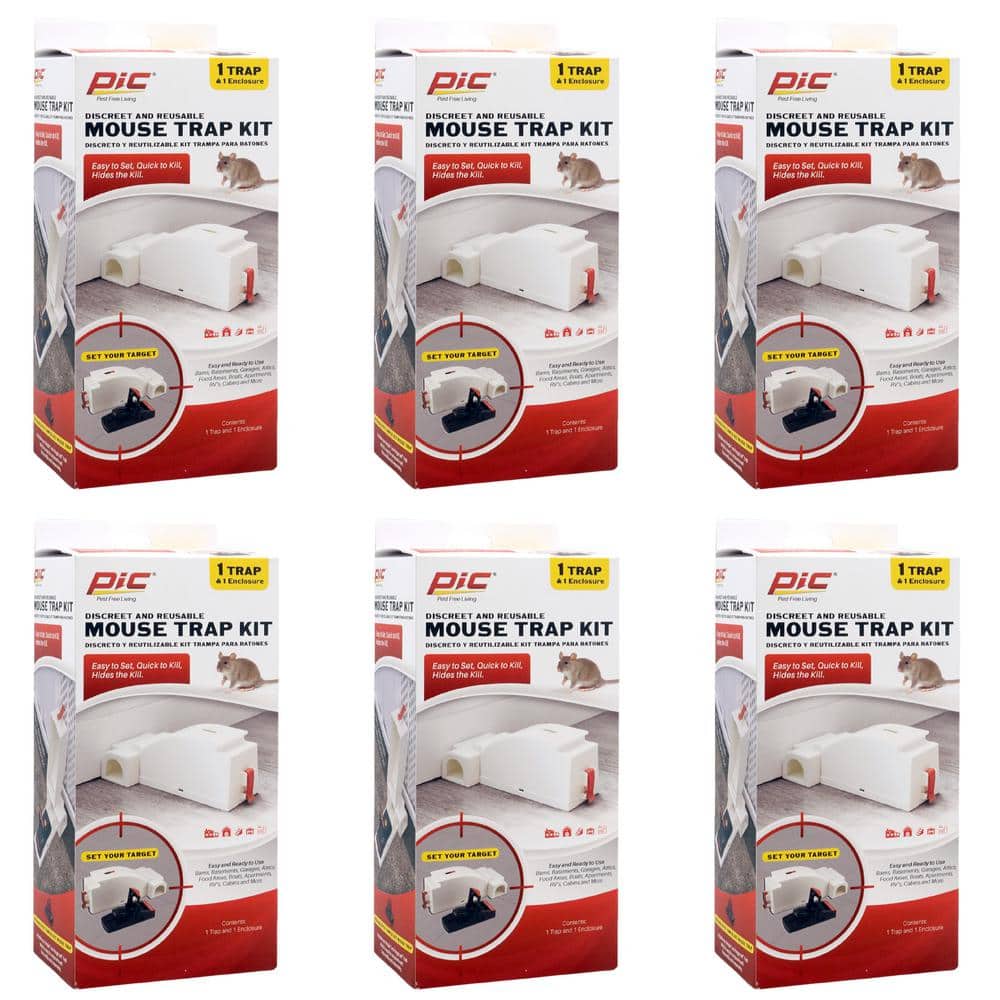 Mouse Housing Trap Kit (Comes with 6 Plastic Reusable Simple Set Traps) (6-Pack per Case) - Hercitys