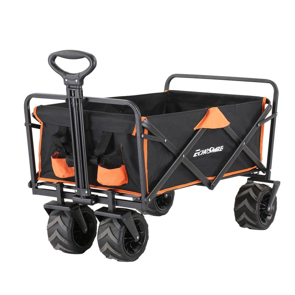 Black and Orange 7 cu. ft Fabric Garden Cart - Hercitys