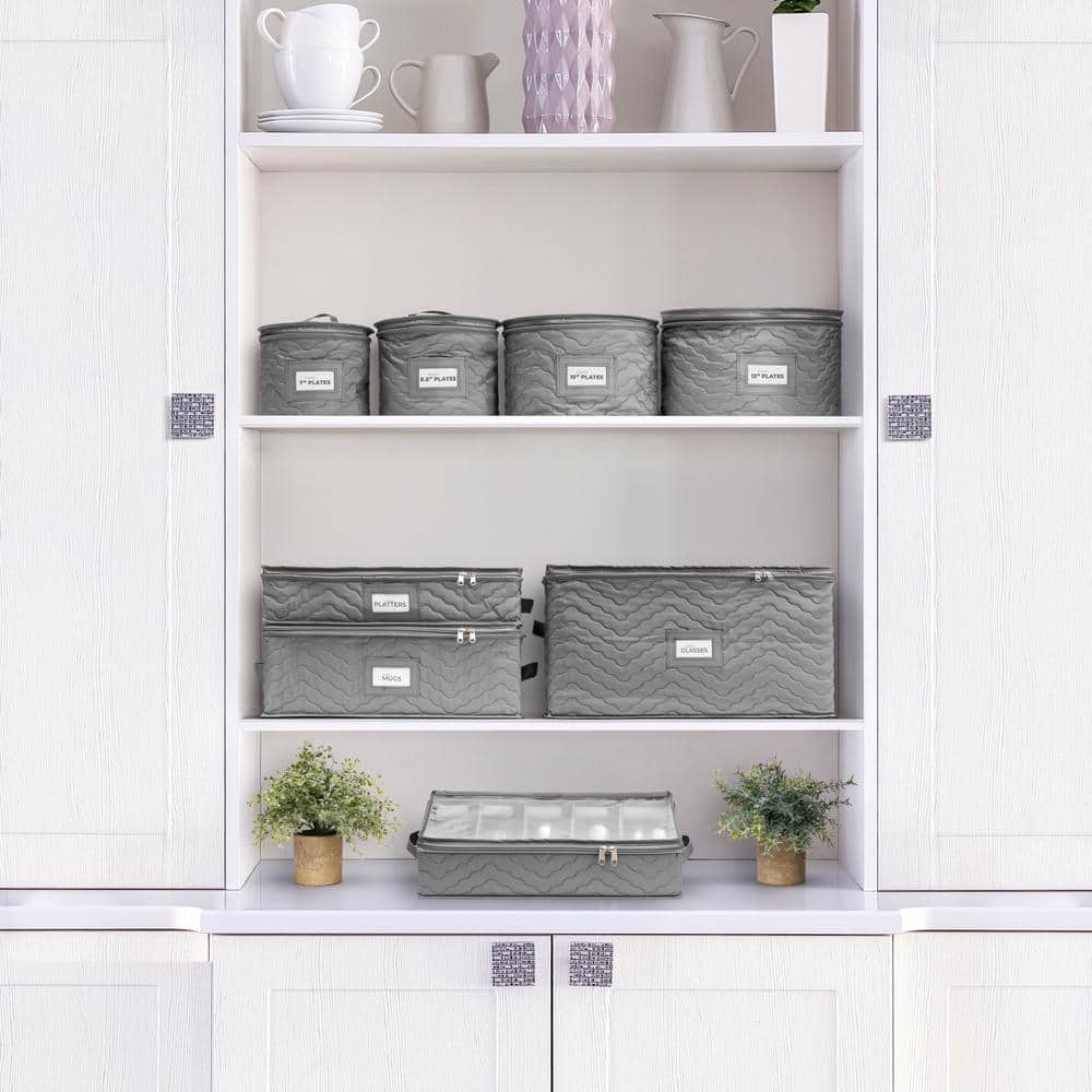 China Storage Containers-Quilted Dish Storage Containers for Organizing, Gray - Hercitys