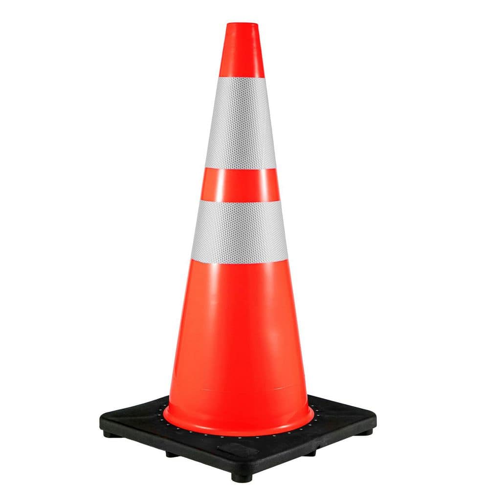 6-Pack 36 in. Traffic Cones Safety Road Parking Cone w/ Black Weighted Base PVC Orange Traffic Safety Cones Hazard Cones - Hercitys