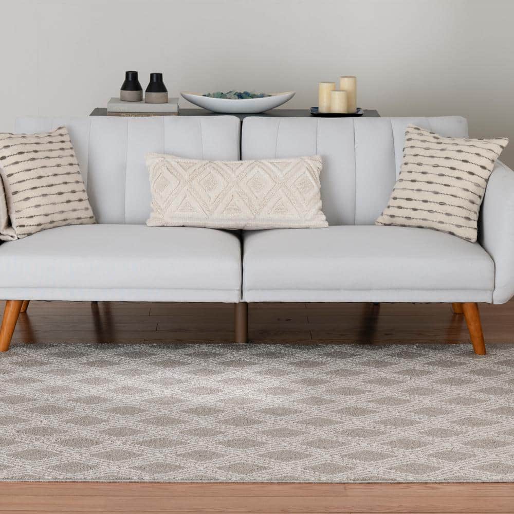 Beige/White 5 ft. x 7 ft. Trellis Area Rug - Hercitys