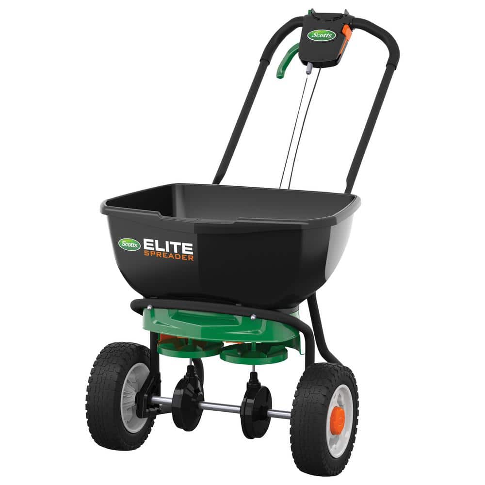 Elite Spreader Holds up to 20,000 sq. ft. of Product, Push Spreader for Grass Seed, Fertilizer, Salt and Ice Melt - Hercitys
