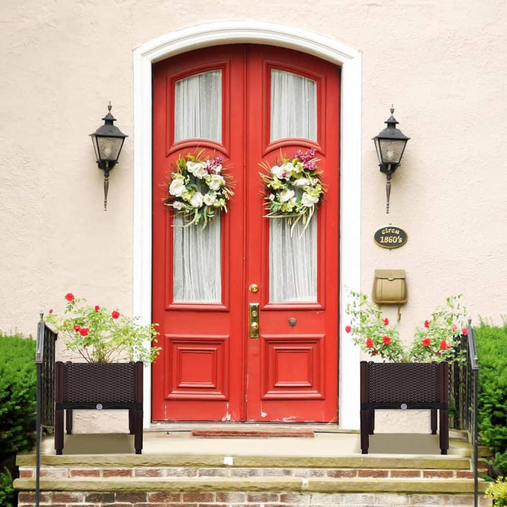 Emalie Raised Garden Beds 63.0 in. L x 15.7 in. W x 16.5 in. H Brown Plastic Self-Watering Drainage Planter Box - Hercitys